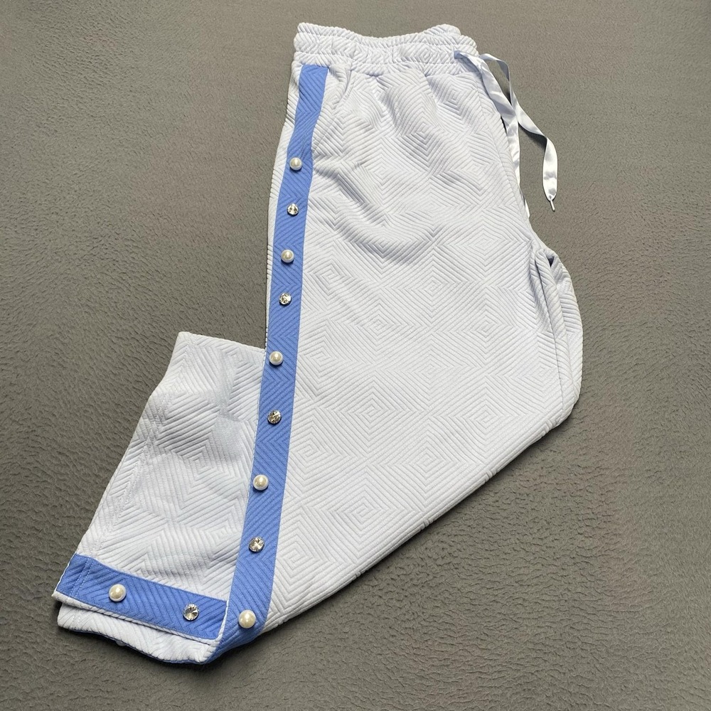 Simply Southern Pants Womens 2XL Blue Quilted Wide Leg Track Snap Button Lounge